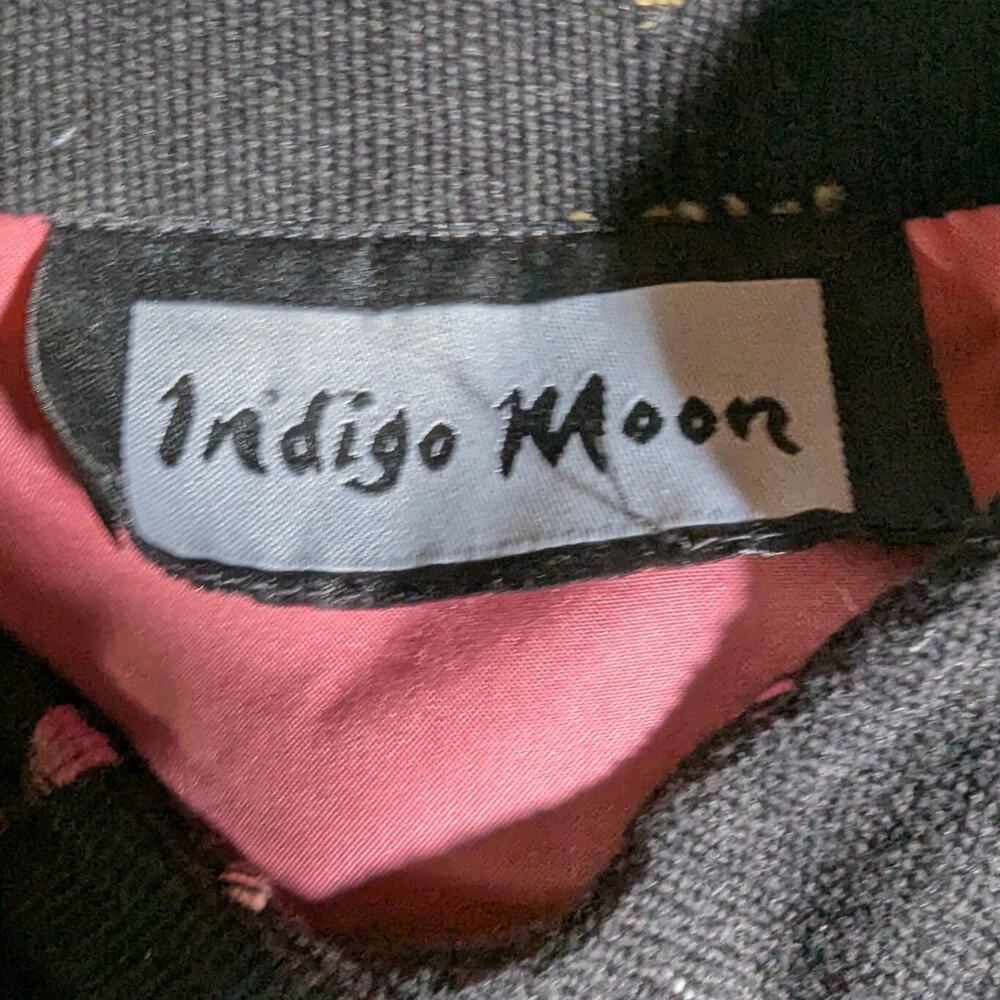 Vtg 1990s Indigo Moon Black Pink Floral Applique Mandarin Collar Jacket Sz M - Picture 5 of 5